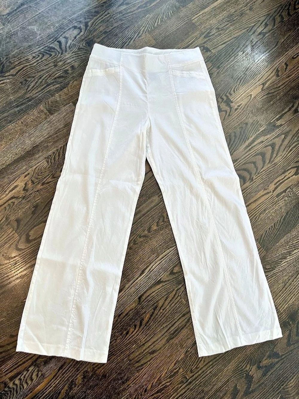 INC International Concepts White Linen Blend Pull-On High-Rise Pants Size 12